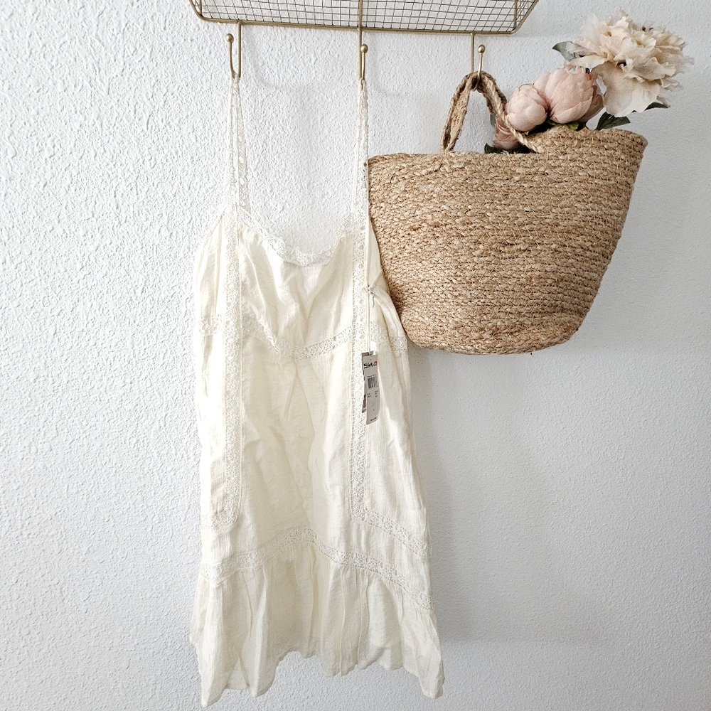 Quicksilver Beige Boho Style Mini Dress Size Large NWT